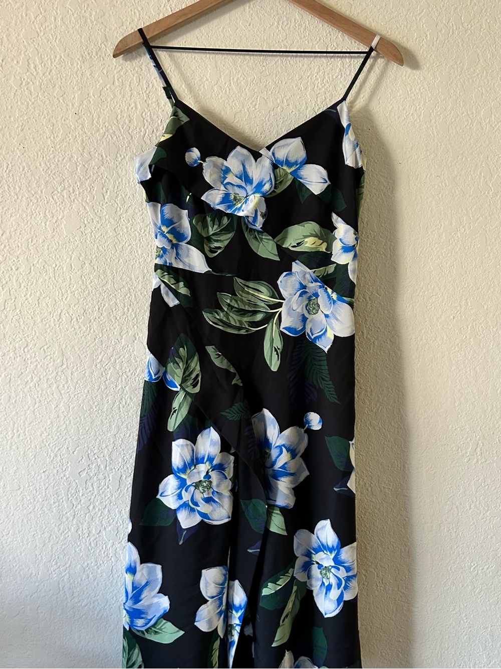 Banana Republic Black Maxi Dress with Blue & Green Floral Print